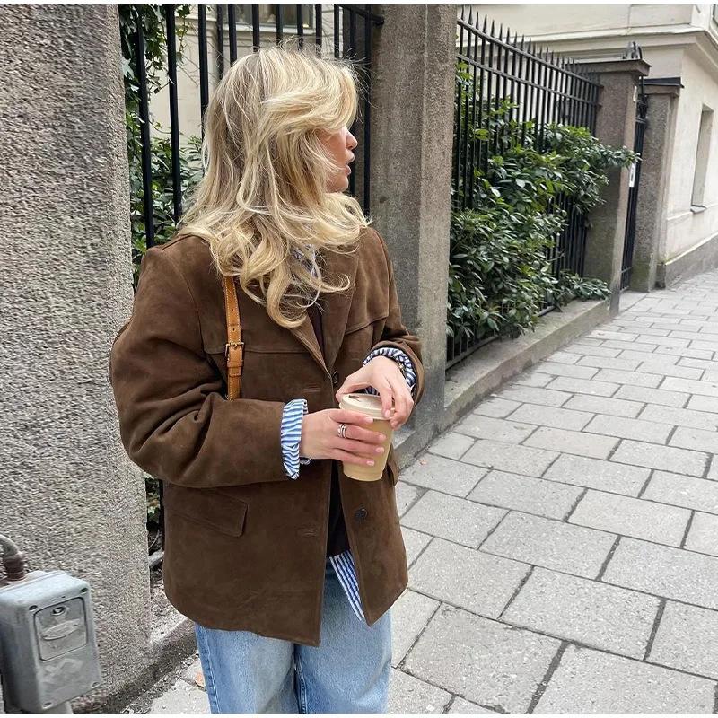European-American Women's Retro Suede Jacket - Hot-Selling Casual Fashion