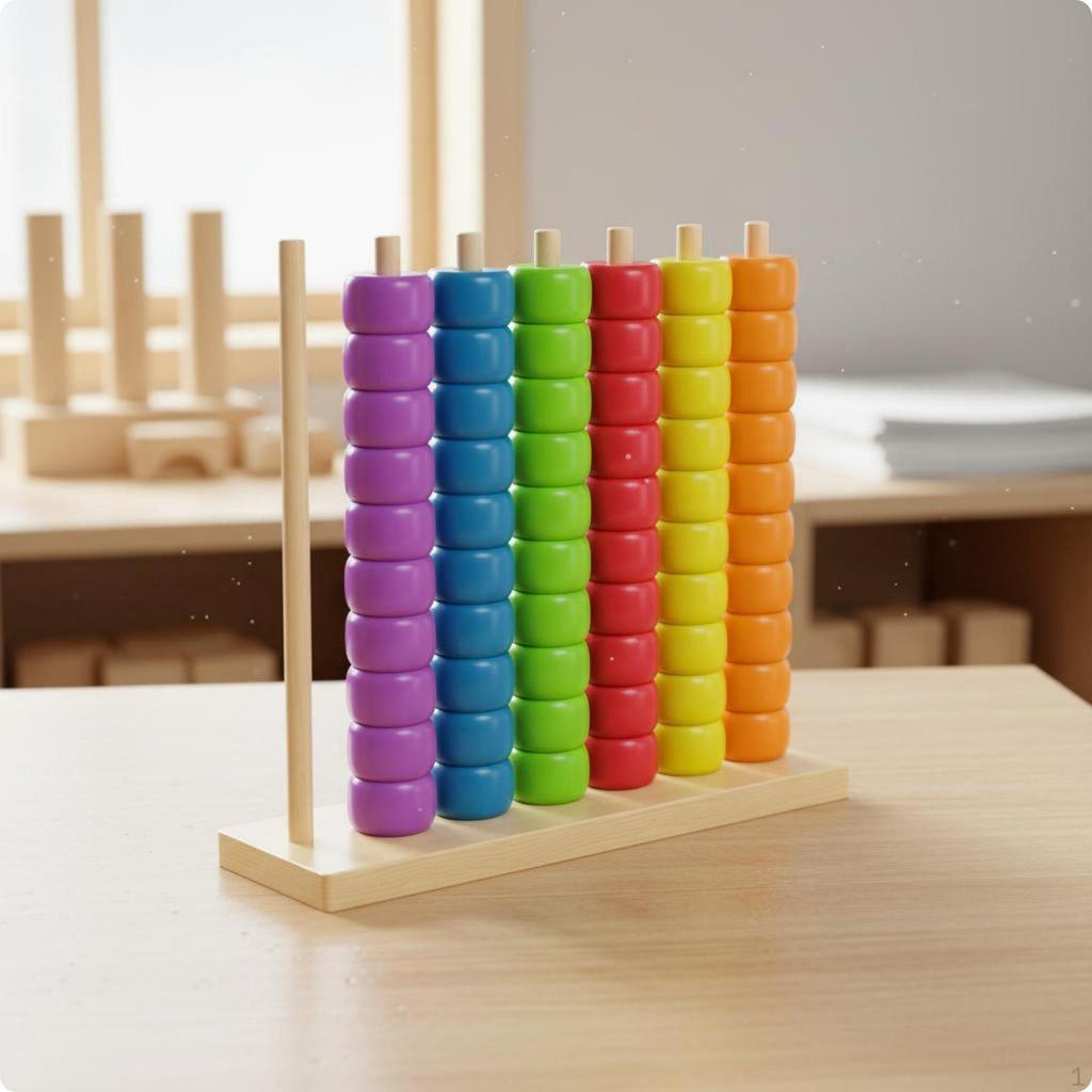 Wooden Bead Abacus Colorful Color Sorting Toy Early Learning Counting Rack for Young Children,