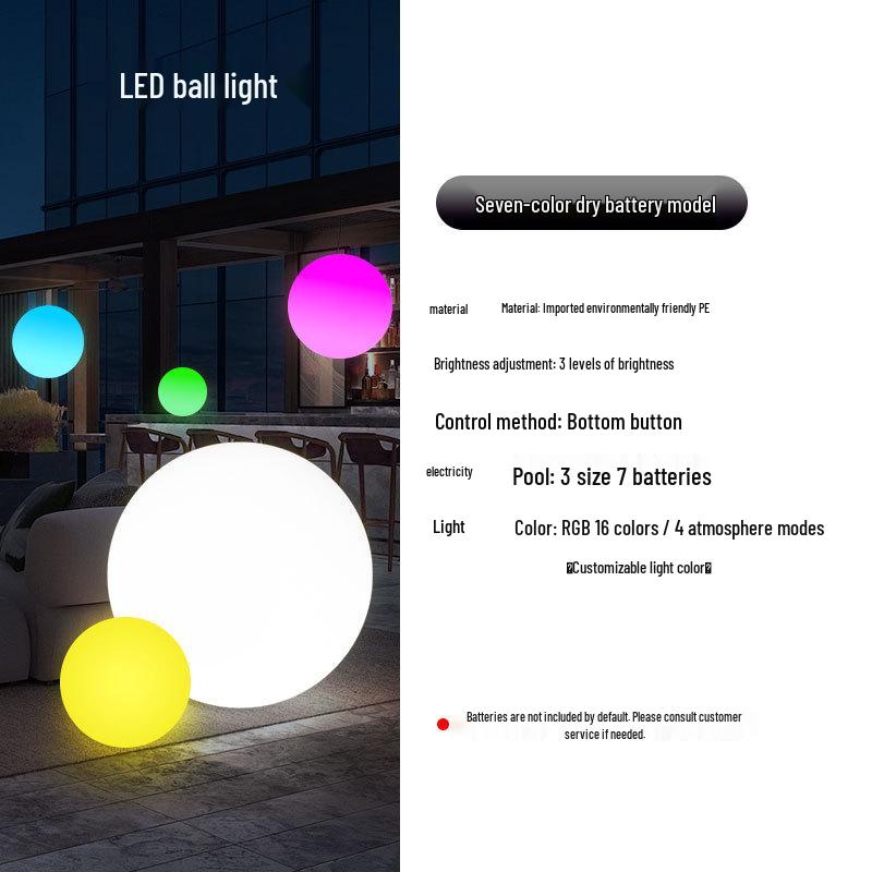 LED Luminous Round Ball Lights: Waterproof, Wireless Remote, Seven-Color Lawn Decorations