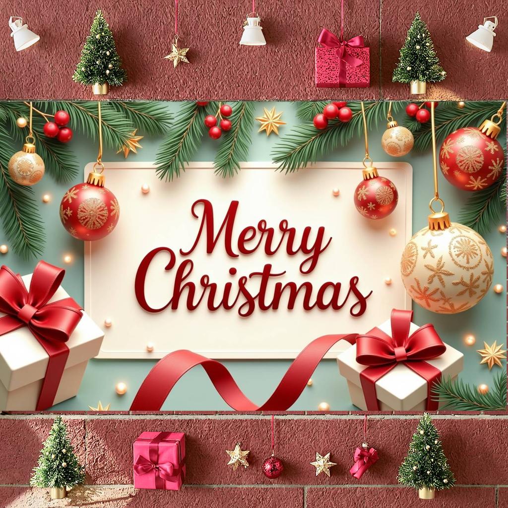 Christmas Decoration Banner Snowflake Pattern Celebration Banner Christmas Party Banner Pine Branch For Family Gathering Indoor