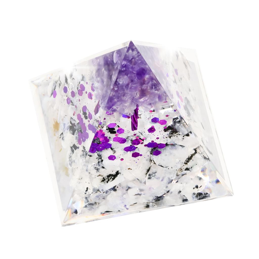 Orgonite Crystal Orgone Pyramid Tree of Life Energy Tower Nature Reiki Healing Chakra Crushed Stone Object 6cm x 6cm (10)