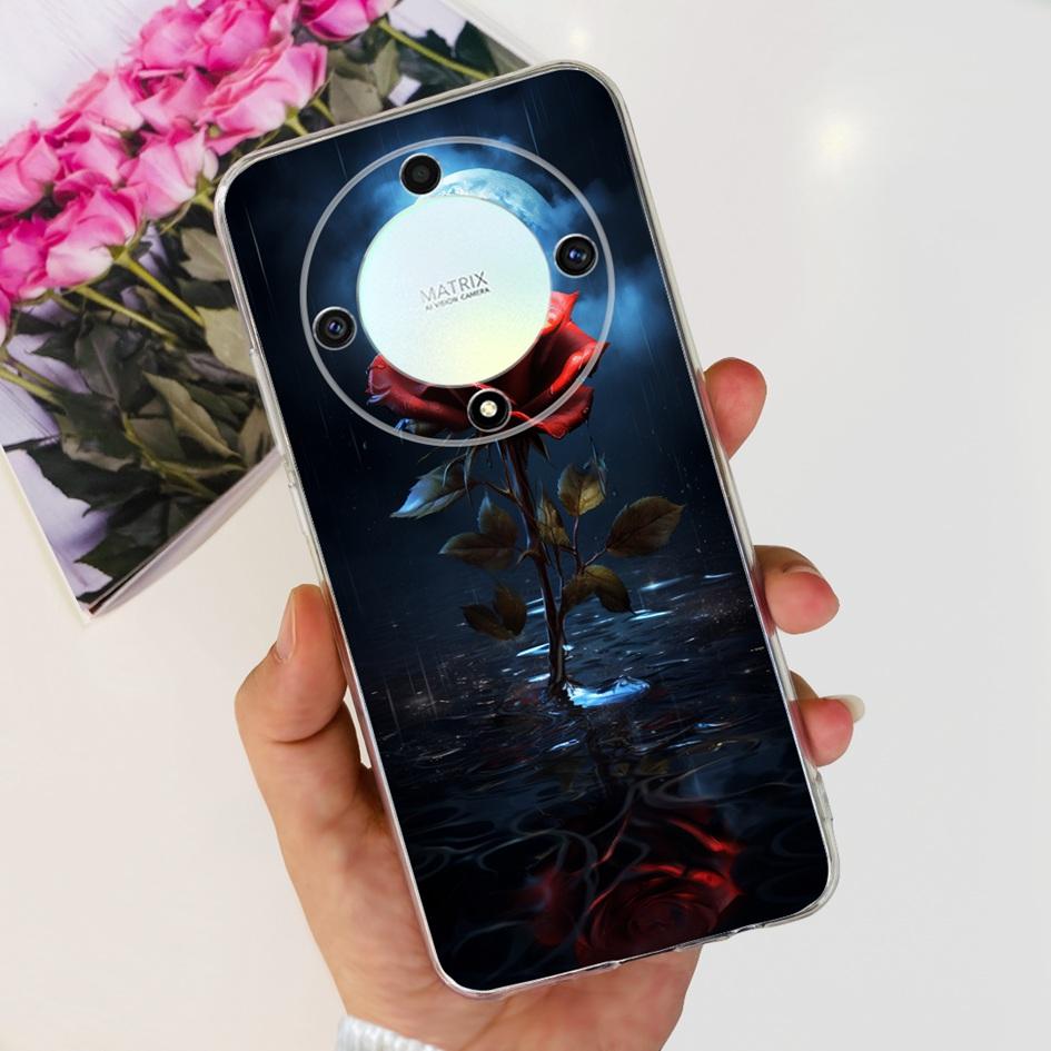 For Honor X9b 5G Case ALI-NX1 Popular Flower Soft Clear Silicon TPU Cover For Honor X9a RMO-NX1 HonorX9 ANY-NX1 Shockproof Funda