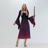 Halloween Witch Crazy Hooded Dress With Digital Print For Costume Parties