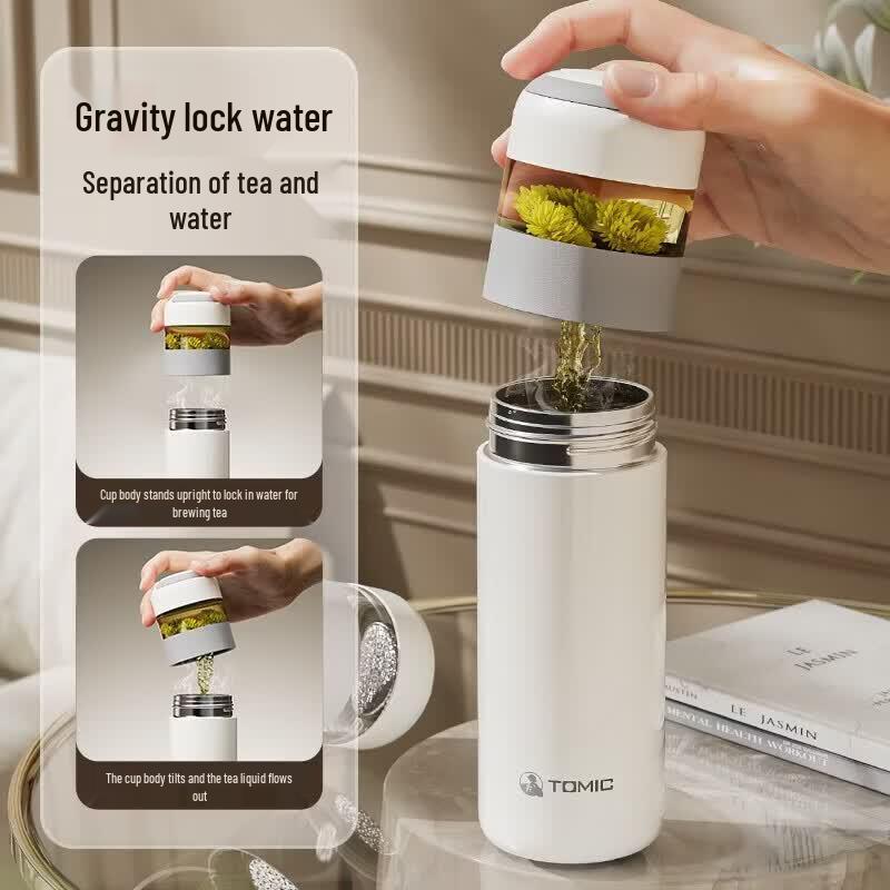 TOMIC Titanium Lined Insulated Tea Infuser Bottle