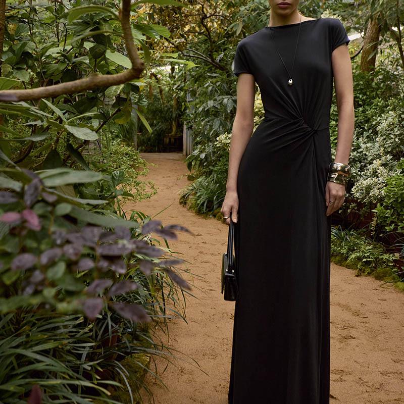 2025 Summer Fashion: European & American Short Sleeve Slimming Maxi Dress