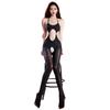 Sexy Halter Neck Shiny Bodysuit Black Stockings 5D Ultra-thin Sheer Tight-fitting Backless Open-crotch No-need-to-remove Lingeri