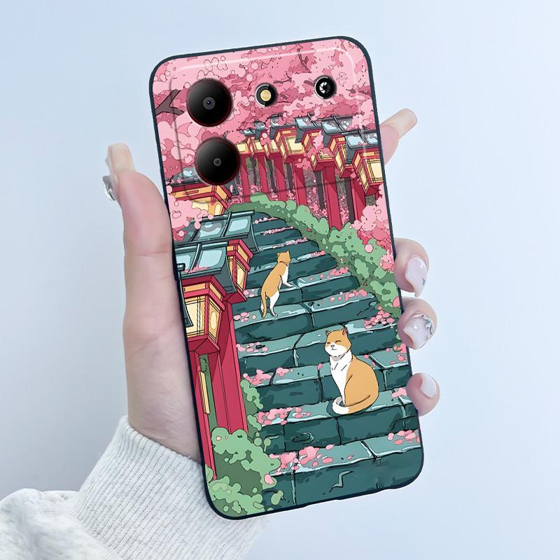 Süße Cartoon Hülle Für ZTE Blade A54 Fundas Capa Druckschale Schutzhülle Weiches Silikon Schwarzes Gehäuse Coque