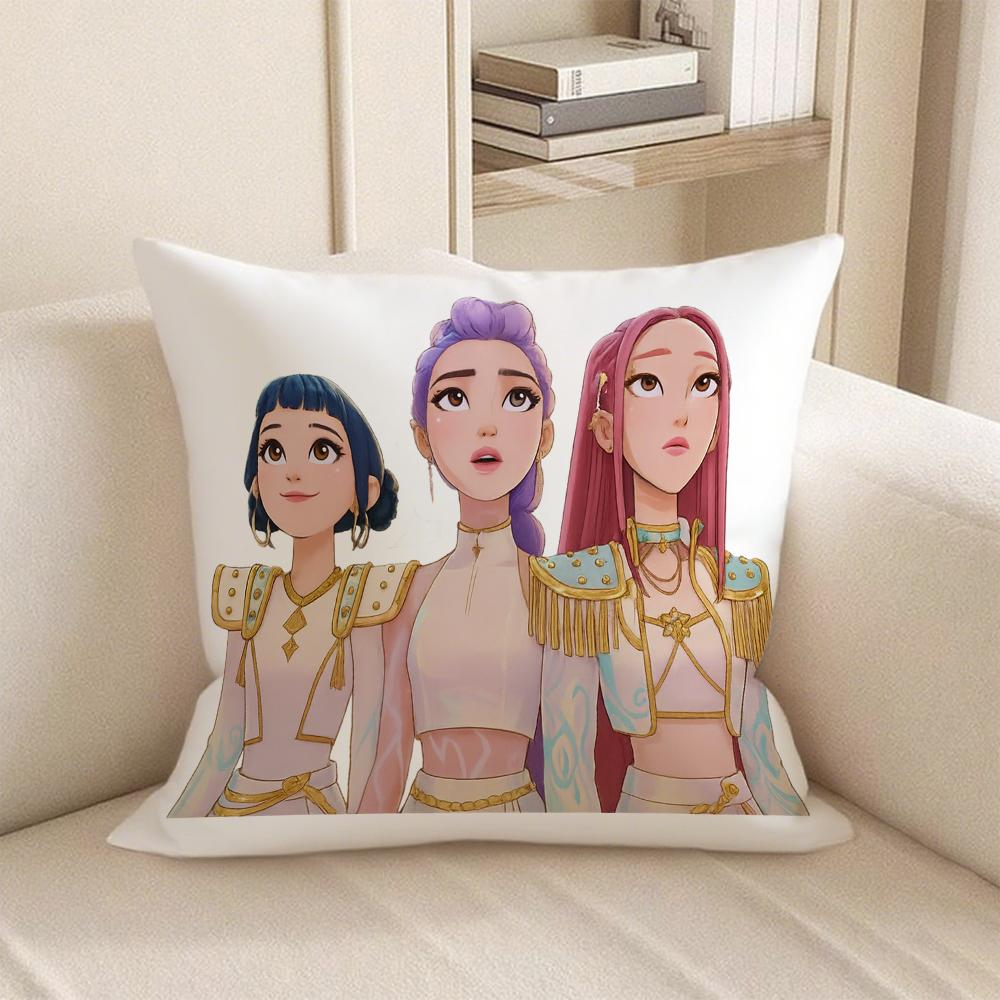 KPop Demon Hunters  Anime show on the pillow: Pink and purple fantasy & Cute character pillowcase fashion home decoration