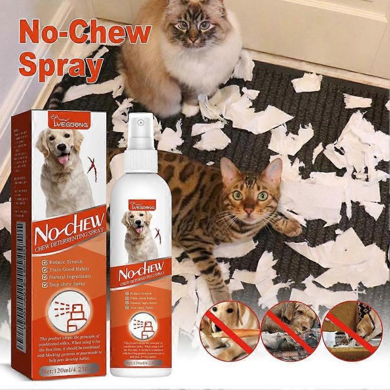 Pet Chew Spray 120ml Natural Bitter Spray Stop Dogs Cats Chewing Furniture Wires Shoes Safe Training Deterrent Long Lasting Protection