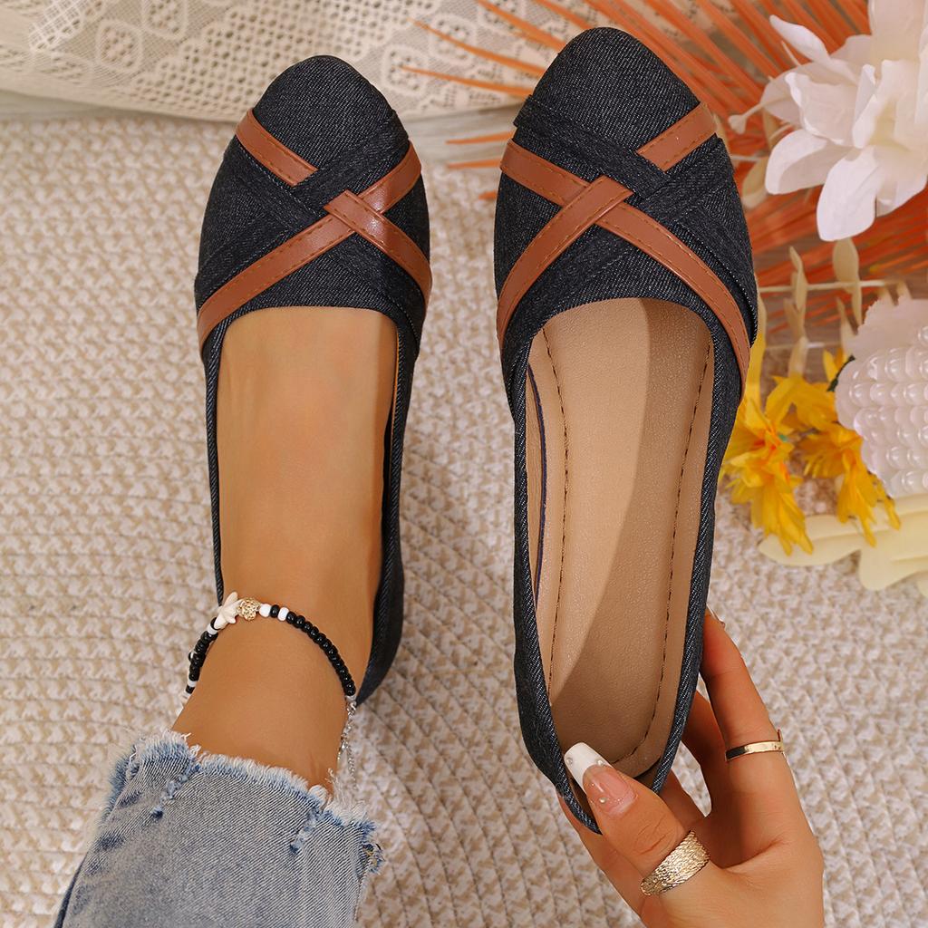 2025 new large-size denim single shoes low-top shallow casual shoes flat-soled feet lazy Doudou shoes