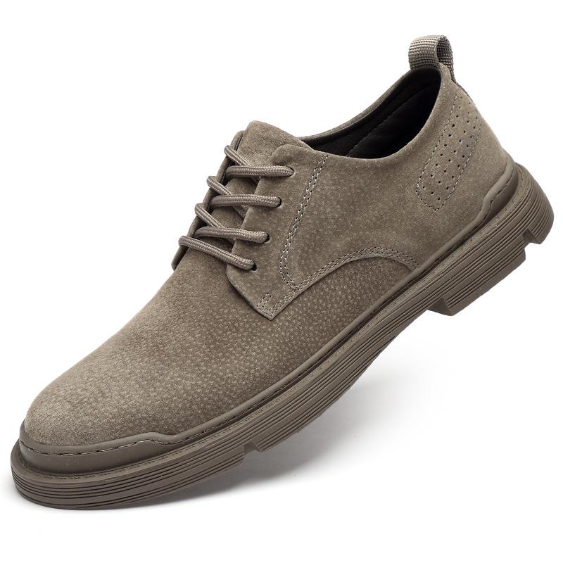 Men's European-Style Casual Round Toe Leather Shoes, Versatile Outdoor Low-Top Design