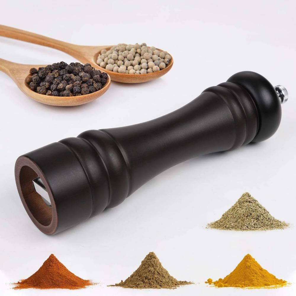 

The black pepper grinder is refillable, with a wooden pepper mill and an adjustable stainless steel precision mechanism. 1PCS