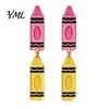 School Supplies Pendant Earrings 1 Pair Teacher for Women, Cute 2D Acrylic Crayon Pencil Backpack Youthful Look Fashion Accessories Number Alphabet