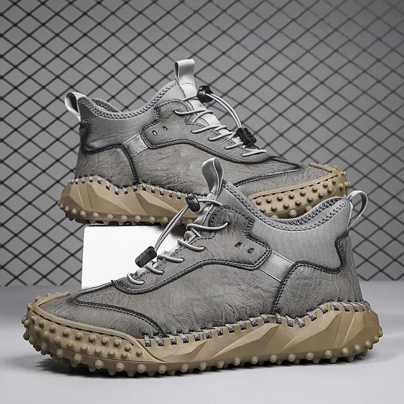 Fashion Mens Leather Casual Handmade Shoes Casual Ankle Boots for Man  Autumn Winter Outdoor Fashion Casual Shoes Male Hombres Botas