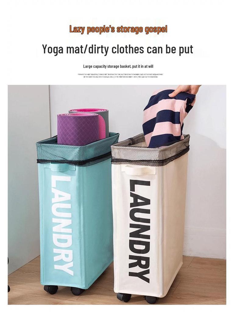 Rolling Oxford Cloth Laundry Basket - Japanese Style, Storage for Clothes, Dirty Laundry & Yoga Mats