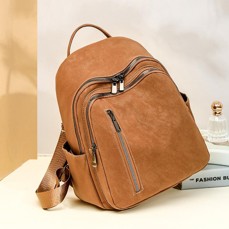 Fashion Wommen Backpack Pu Solid Color Travel Backpack Student Schoolbag