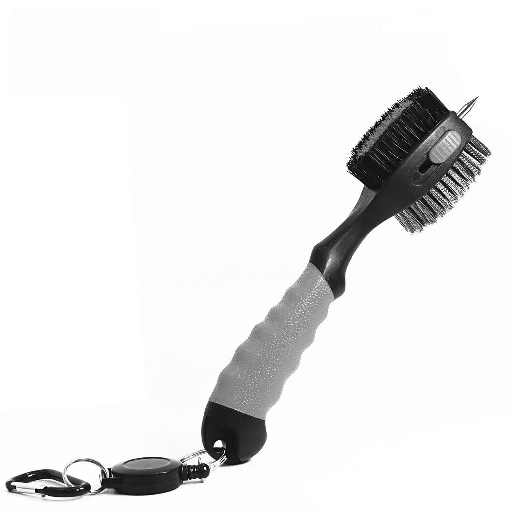 Golf Club Brushes and Groove Cleaner 2 ft Retractable Zipline Carabiner Golf Brush Head with Retractable Spike Comfortable Grip Golf Club Cleaner