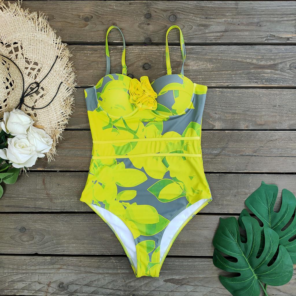 New Sexy One Piece Swimsuit Women Swimwear Cut Out Bathing Suit Summer Push Up Monokini Print Swim Suit  Beach Wear Female