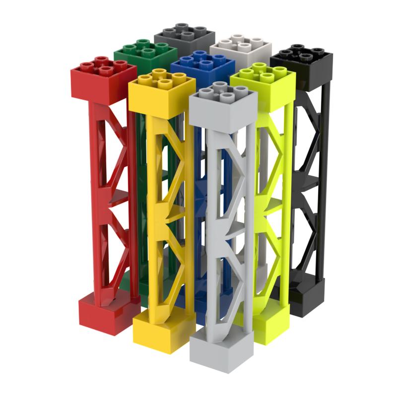 Clear Support Building Block Brick Classic 58827 2 X 2 X 10 Girder Triangular Vertical Type 3 - 3 Posts 2 Sections