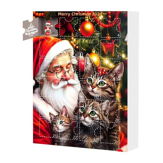 2024 Pet Advent Calendar 2D Flat Acrylic Cat Dog Pendants Christmas Tree Hanging Ornament Xmas Countdown Calendar for Home Decor