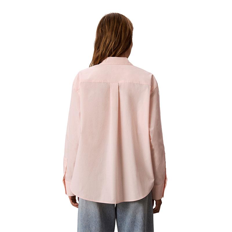 Calvin Klein Casual Vacation Style Embroidered Logo Cotton Sateen Loose Long Sleeve Shirt Women shirts 47F102G
