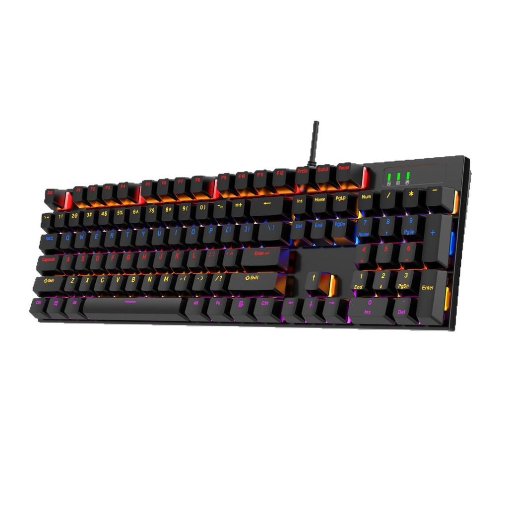 104-Key Blue/Red Switch Mechanical Keyboard with Mixed Lighting for Gaming and Office Use