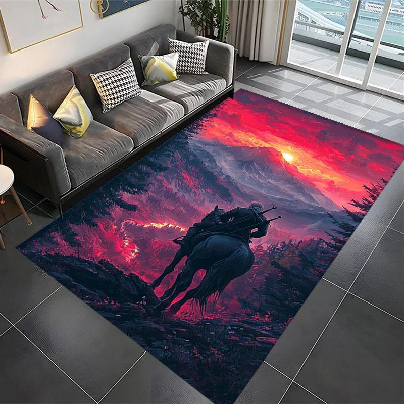 Mountain Rider Sunset Carpet Home Decor Living Room and Bedroom Mats Dormitory Decoration Art Bathroom Mat