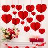 8Pcs Valentine's Day Heart Decoration Foldable Paper Heart Shape Ornament Easy Assembly for Wedding Party Decoration