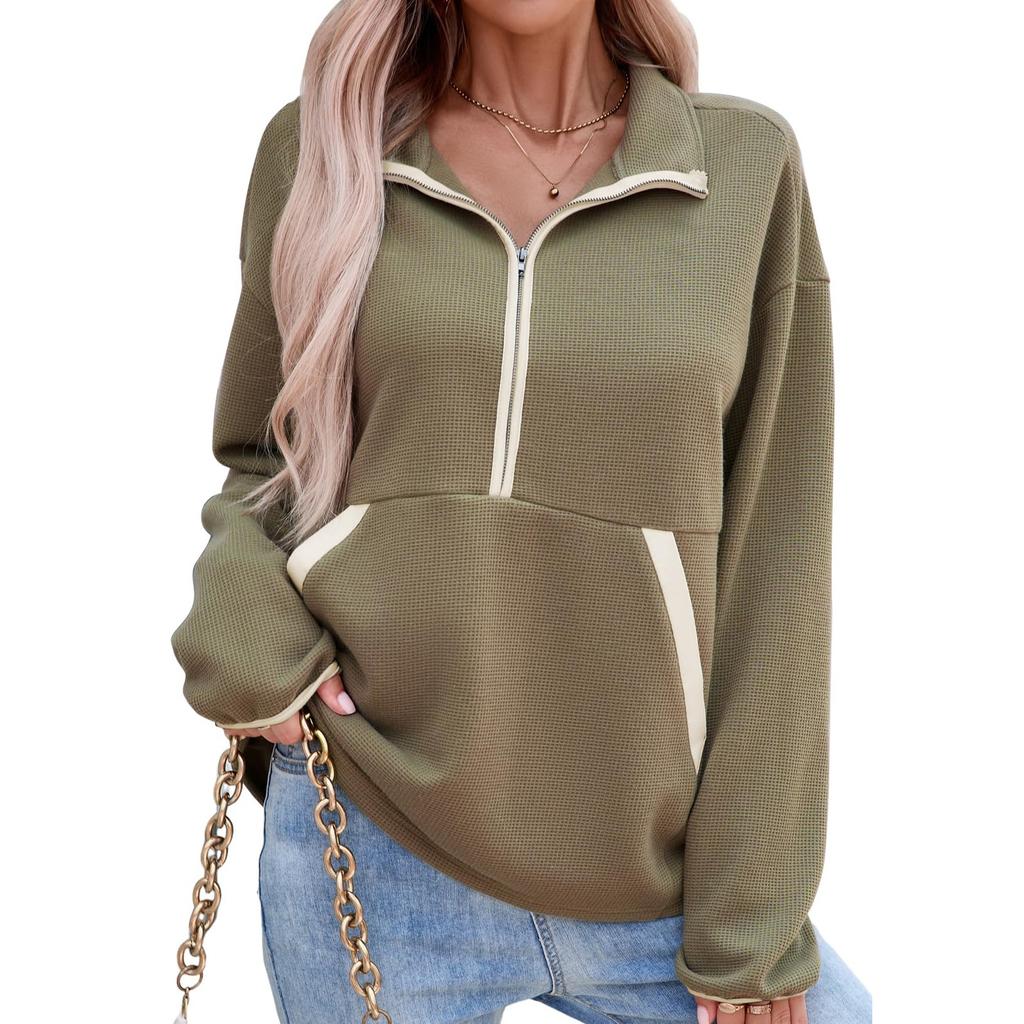 Women's Fashionable Long-sleeved Casual Zipper Jacket Hoodie Top