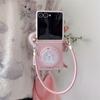 Fashion Plaid Pattern Magnetic Phone Case For Samsung Galaxy Z Flip 7 6 5 ZFlip6 ZFlip5 Cover with Stand Hand Rope For Magsafe