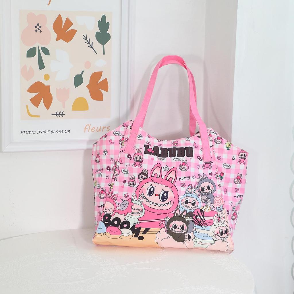 Labubu Cartoon Pop Mart Large Capacity Mummy Shoulder Bag - Portable, Casual Storage for Outings