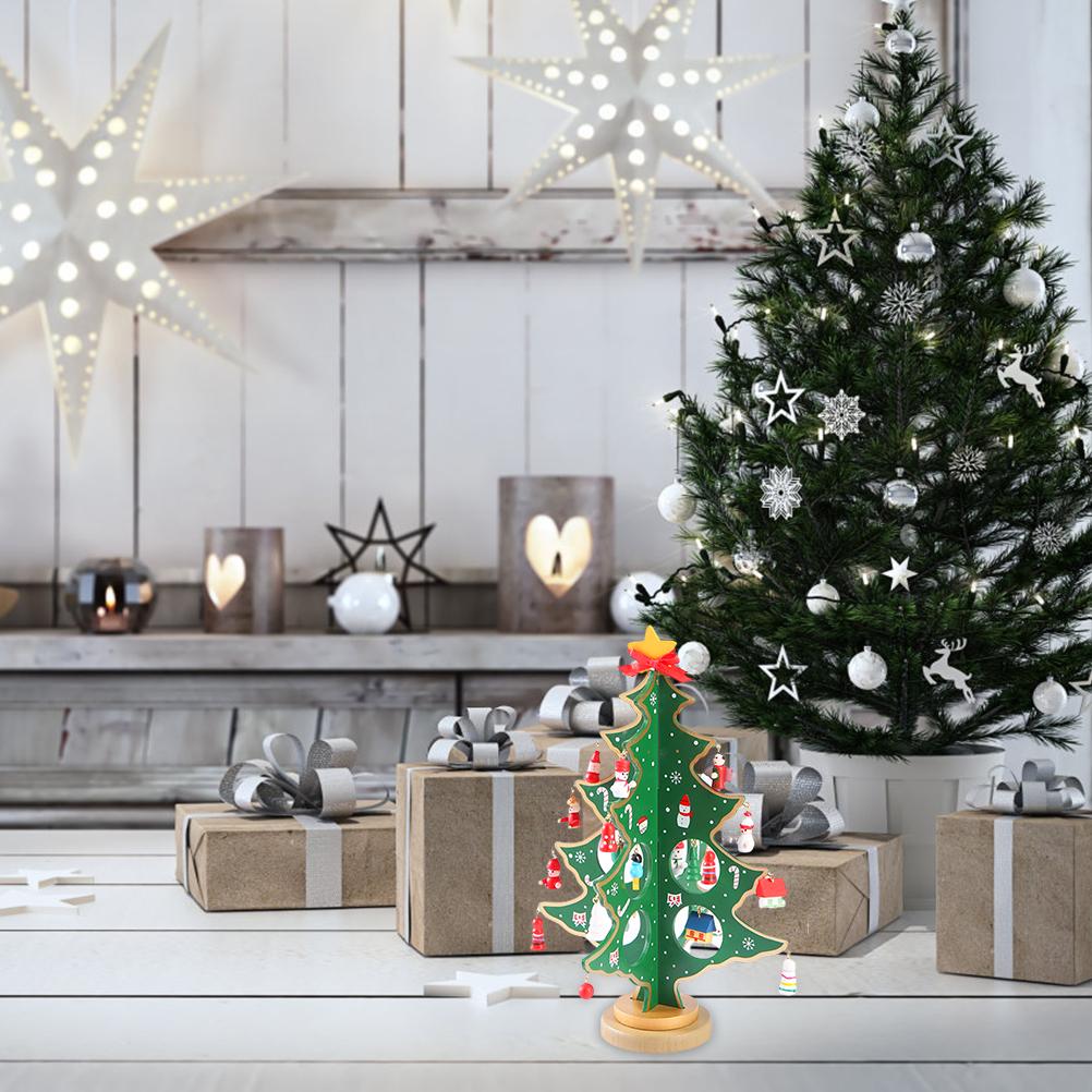 Bordsjulgransdekoration Mini Trä DIY Julgransprydnader Barn Gåva