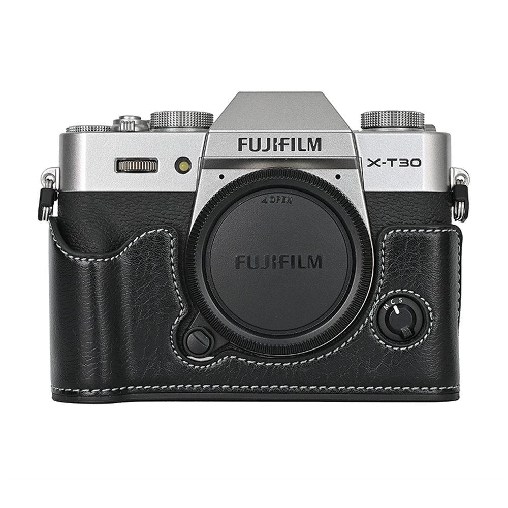 Torba na aparat XT30 Skórzane PU Etui na połowę korpusu dla Fujifilm XT30 Fuji X-T30 XT30II XT10 XT20 Otwór na baterię Pokrywa dolna