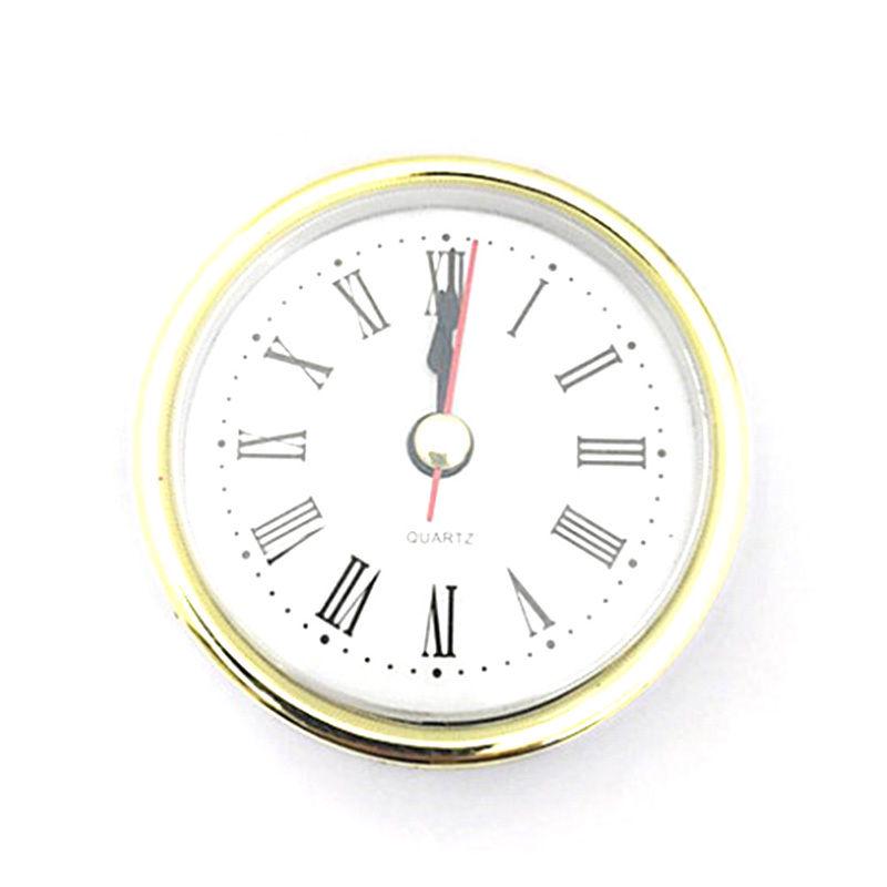 2-1/2" (65mm) Clock Quartz Movement Insert Roman Numeral White Face Gold Trim
