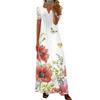 Damen-Sommerkleid, satte Farben, Blumendruck, V-Ausschnitt, Spitze, Patchwork, aushöhlen, kurze Ärmel, plissiert, Boho-Party, Maxikleid, Damenbekleidung