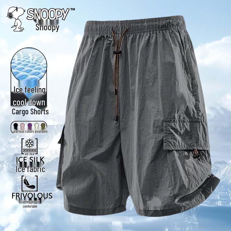 

SNOOPY Men s Ice-Cool Breathable Mid-Length Sports Shorts S-M