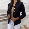 Chaqueta corta de traje pequeño de manga larga de color sólido informal para mujer