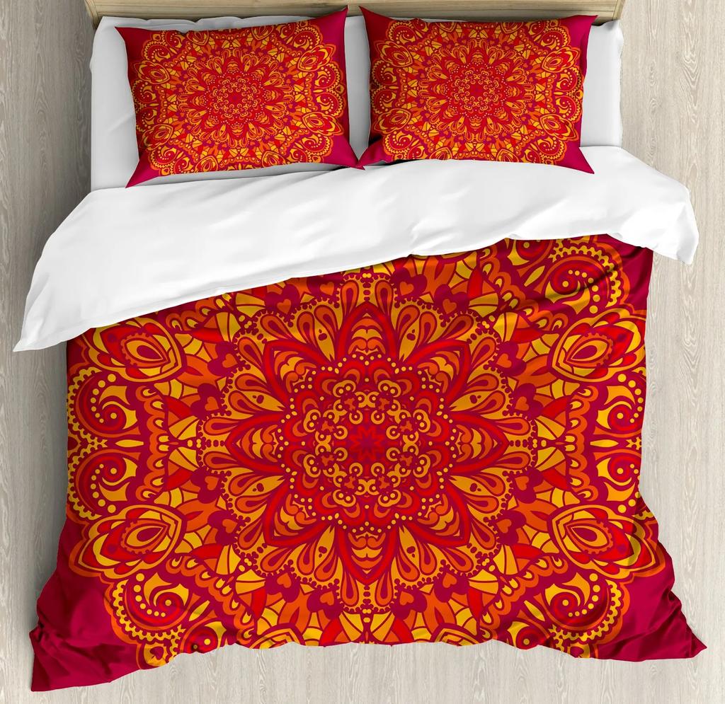 Mandala Purple Galaxy Duvet Cover Boho Chic Petal Flower Bohemian Meditation Gypsy Hippie Floral Exotic Retro Decor Women Gifts