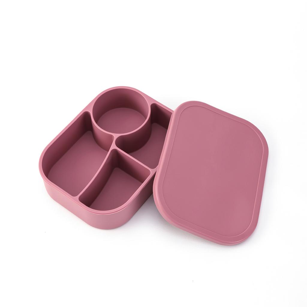 Color Kids 1 Peça Lancheira Silicone 4 Compartimentos Sem BPA Segura para Micro-ondas e Lava-louças à Prova de Vazamento Essenciais para Alimentação Bento