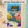 Beach TowelSpongeBob Custom Name Text Personalized Soft Towel for Beach Pool Indoor Home Decor Gift