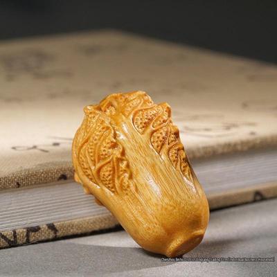 Golden Sandalwood Wenwan Treasures Handcrafted Pendant Wood Carving Gift