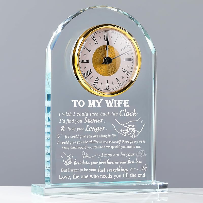 Movdyka Gifts for Wife from Husband Unique - Crystal Clock Gifts Personalized Gifts for My Lover Who Has Everything - Birthday Anniversary Wedding WIFE