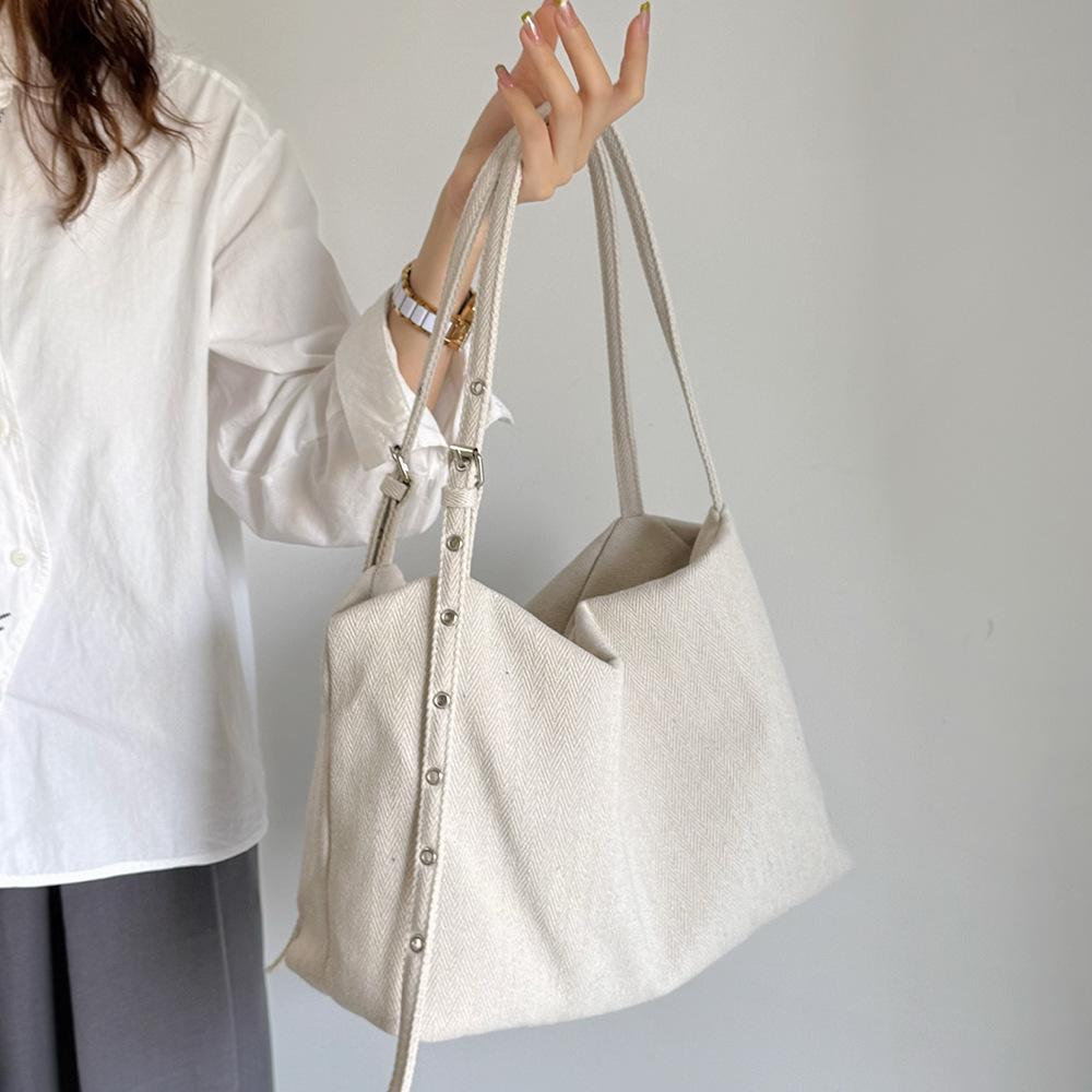 Ladies' Lazy Style Denim Tote Bag Canvas Simple Large Capacity Versatile Diagonal Cross Casual Commuting Buckle Shoulder Bag