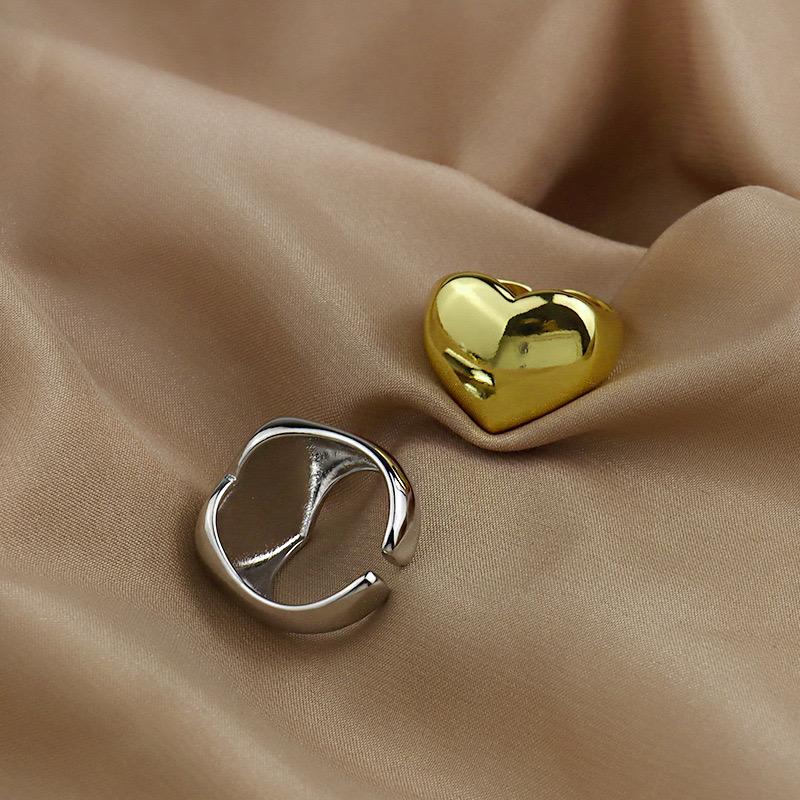 BF CLUB Silver Color Rings for Women Fashion Geometric Handmade Irregular Gold Heart Ring Party Christmas Gift