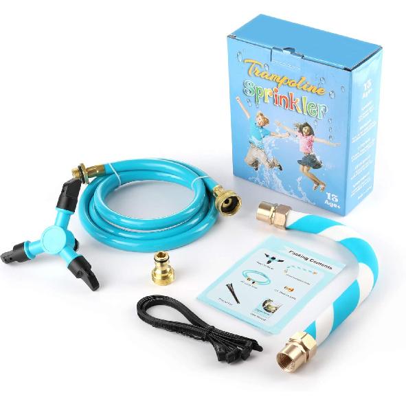 Trampoline Sprinkler for Kids Backyard Water Park Net Friendly WaterWhirl Outdoor Game Toys Adjustable Summer Toys Included Accessories Tool