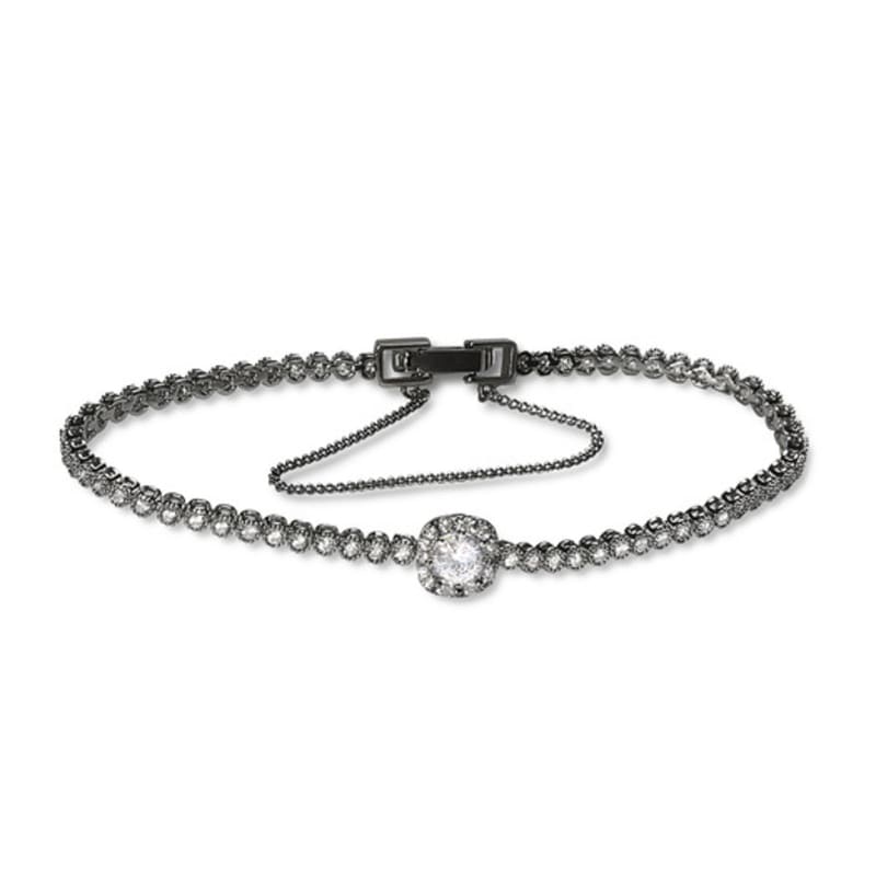 

MACIER Solitaire Tennis Bracelet (Black Silver) dark silver