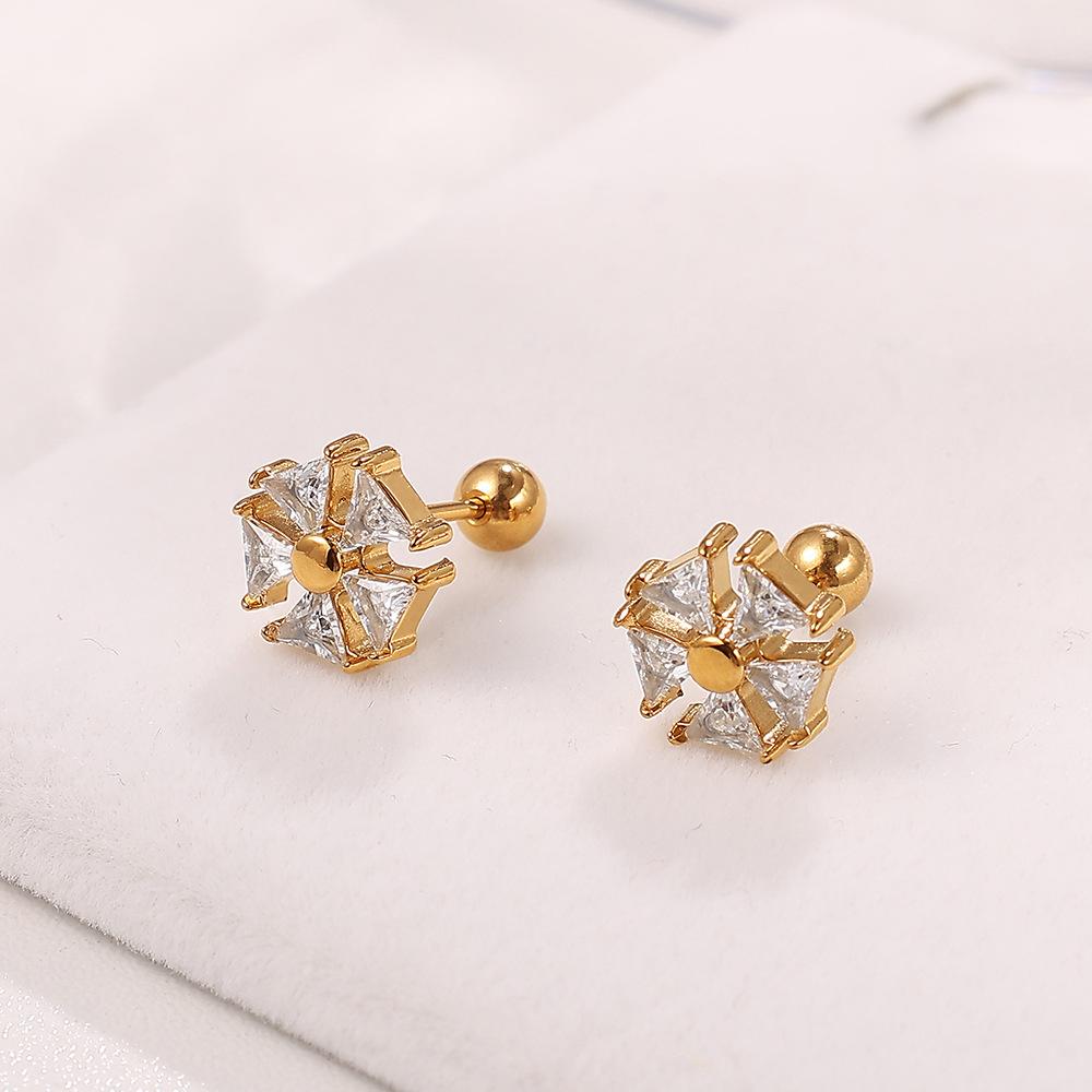 Hot-selling Niche Inlaid Crystal Earrings Earrings Versatile Niche Stainless Steel Gold-plated Earrings Earrings Women