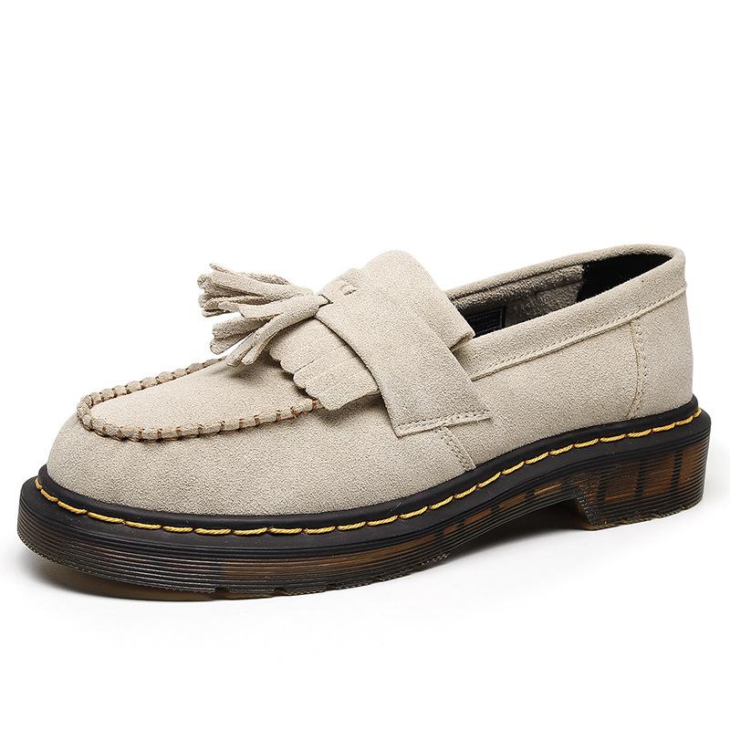 Tassel women's genuine leather suede leather small leather shoes men's fashion student round head casual shoes