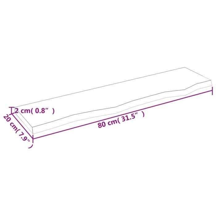 VidaXL Wall Shelf 80x20x2 Cm Solid Untreated Oak Wood 363539