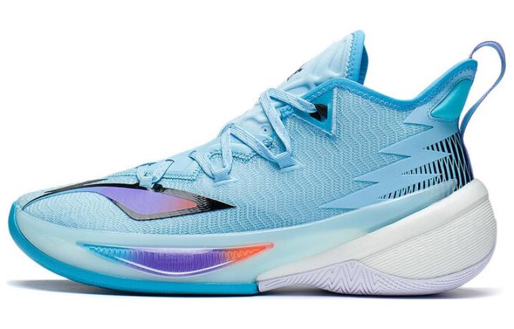 Li Ning Power 9 Basketball Shoes Men s Mid Top Light Blue/Black ABAS073-3 40